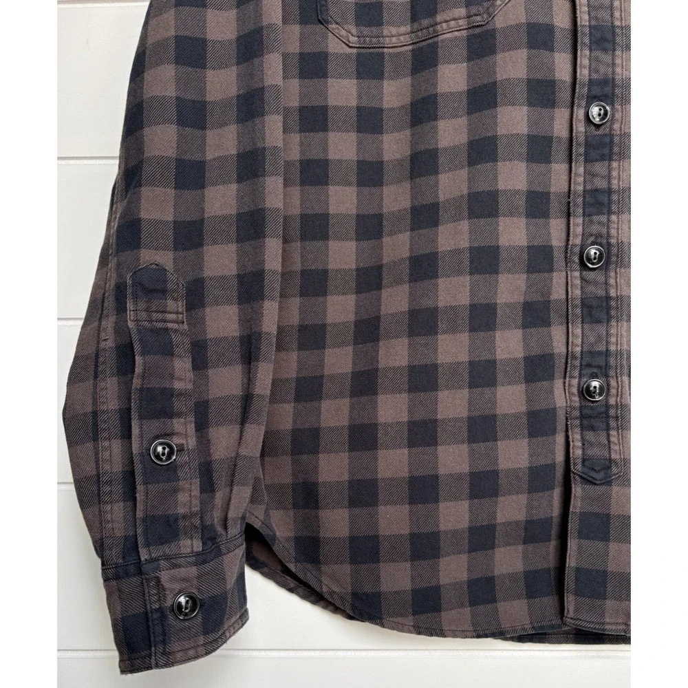 J CREW Buffalo Plaid Cotton Flannel Shirt Brown Black Button Up‎ Mens M Casual